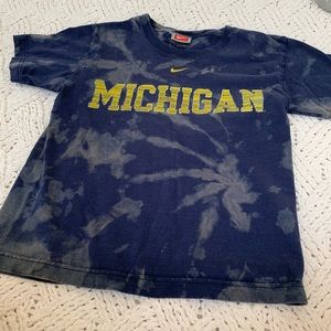 Restyled Nike Team Michigan Bleach Dyed Swirl Tee